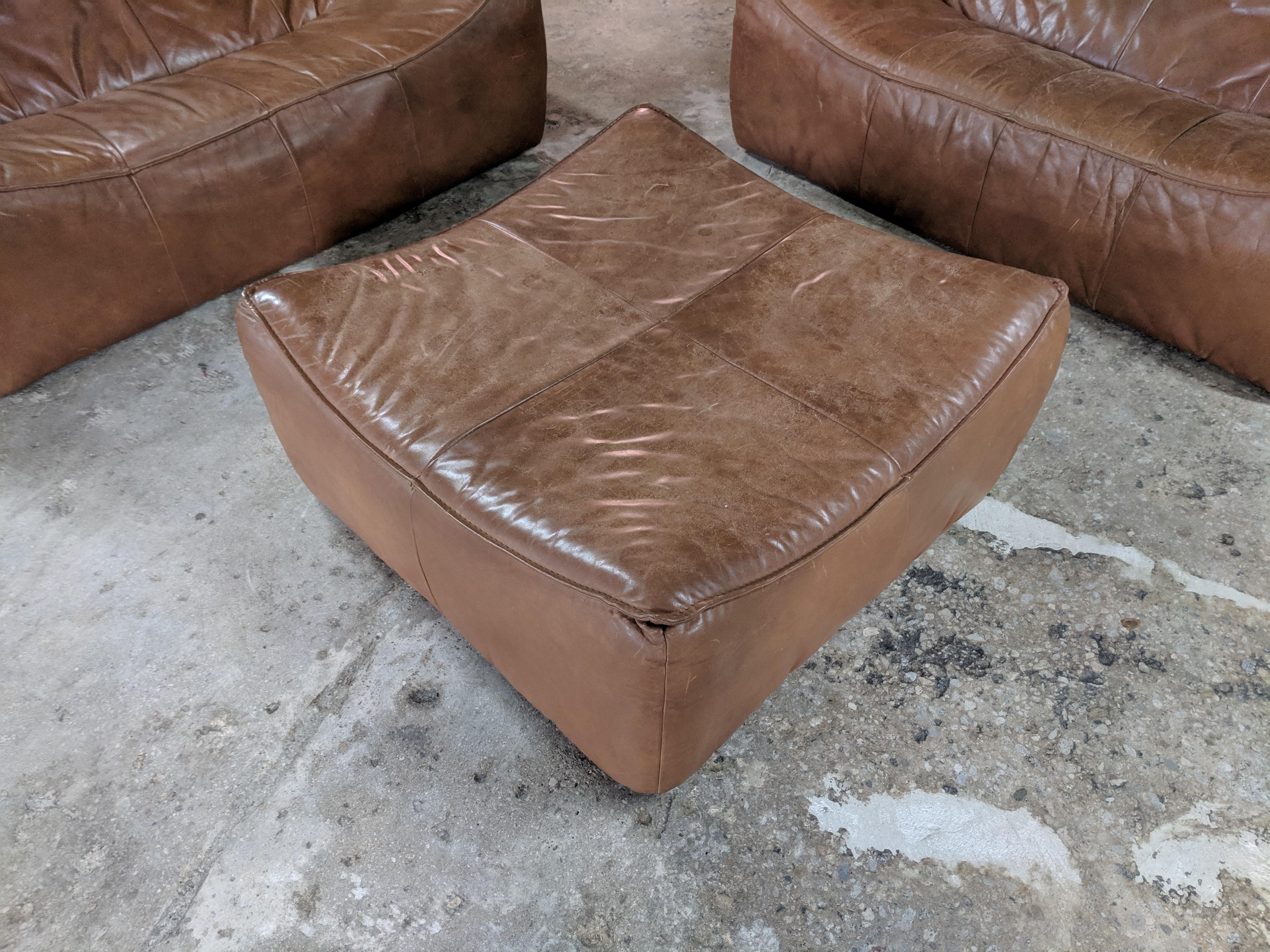 Vintage Caramel Leather 3-Piece 