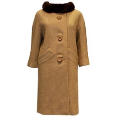 Cappotto vintage in lana caramello e visone di Jeshiva
