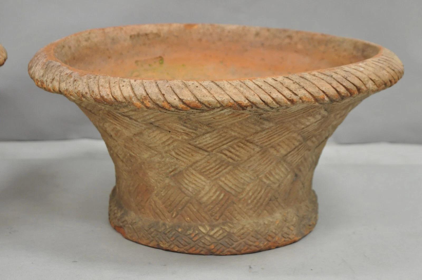 Vintage Carbone Terrakotta Keramik Korbgeflecht 16