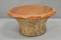 Vintage Carbone Terracotta Pottery Basket Weave Garden Old World Planter Pot
