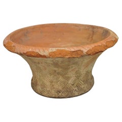 Vintage Carbone Terracotta Pottery Basket Weave Garden Old World Planter Pot