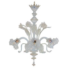 Vintage Ca'Rezzonico Style Gold Infused and Opaline Murano Chandelier