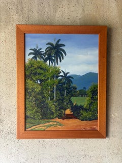 Vintage Caribbean Coastal Landscape Oil Painting, Signed, Circa 1970s