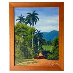 Vintage Caribbean Coastal Landscape Oil Painting, Signed, Circa 1970s