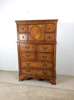 Vintage Caribbean Style Highboy Dresser with 11 Drawers