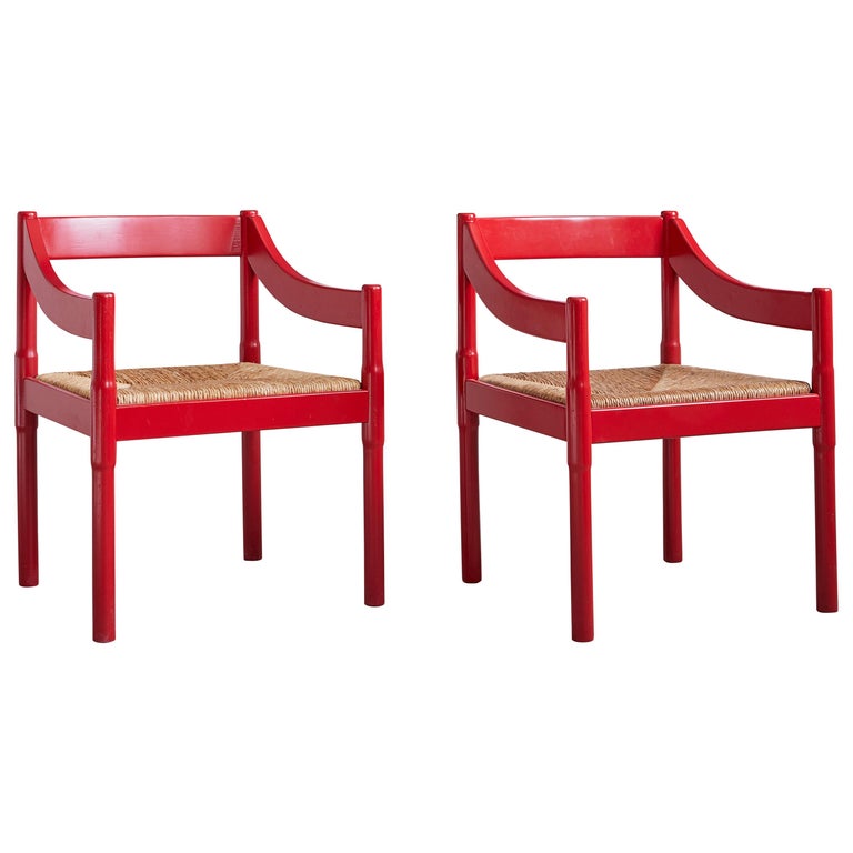 Vintage Carimate Dining Chairs with Wicker Seats at 1stDibs