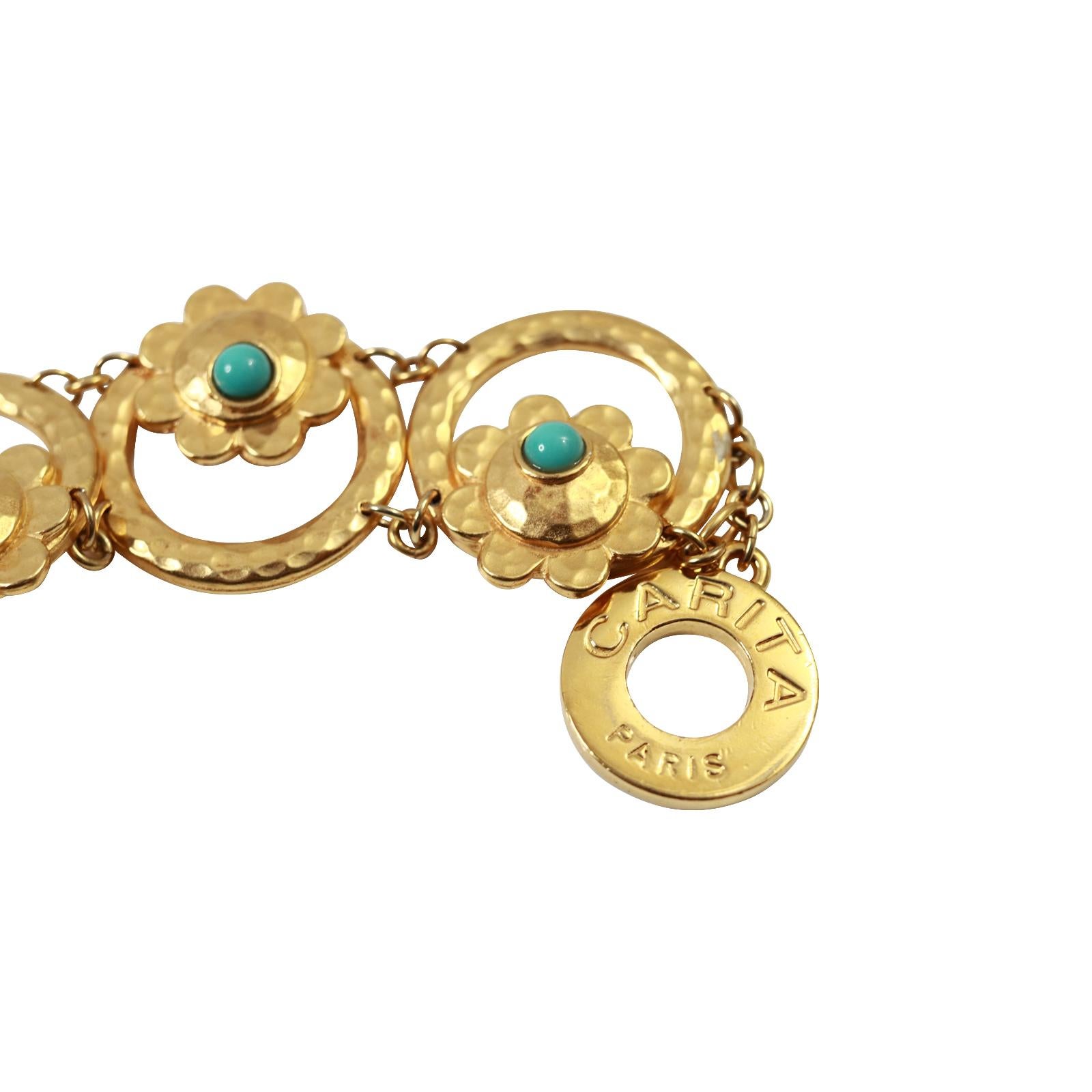 Vintage Carita Paris Gold Tone Bracelet Circa 1980s In Good Condition For Sale In New York, NY
