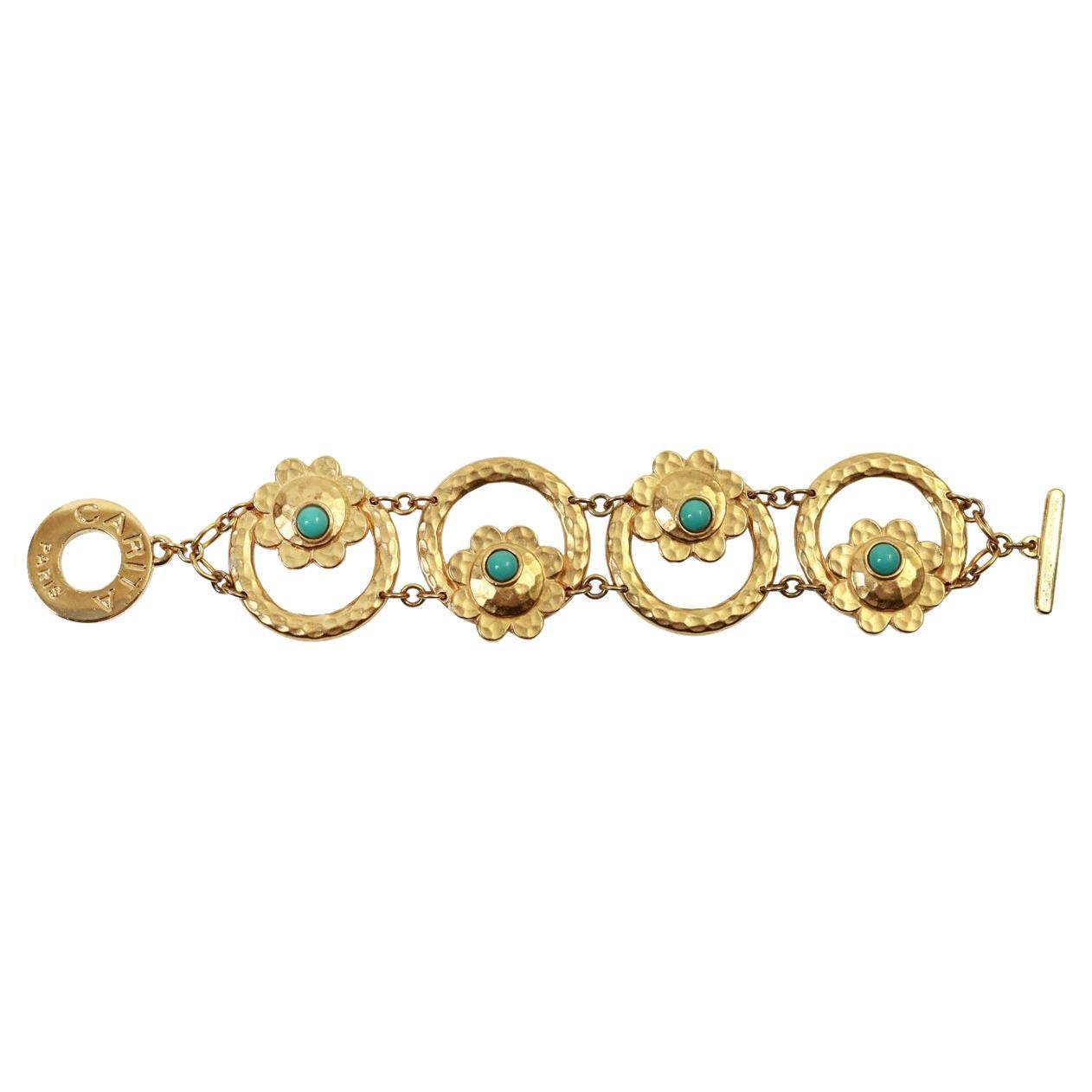 Vintage Carita Paris Gold Tone Bracelet Circa 1980s For Sale