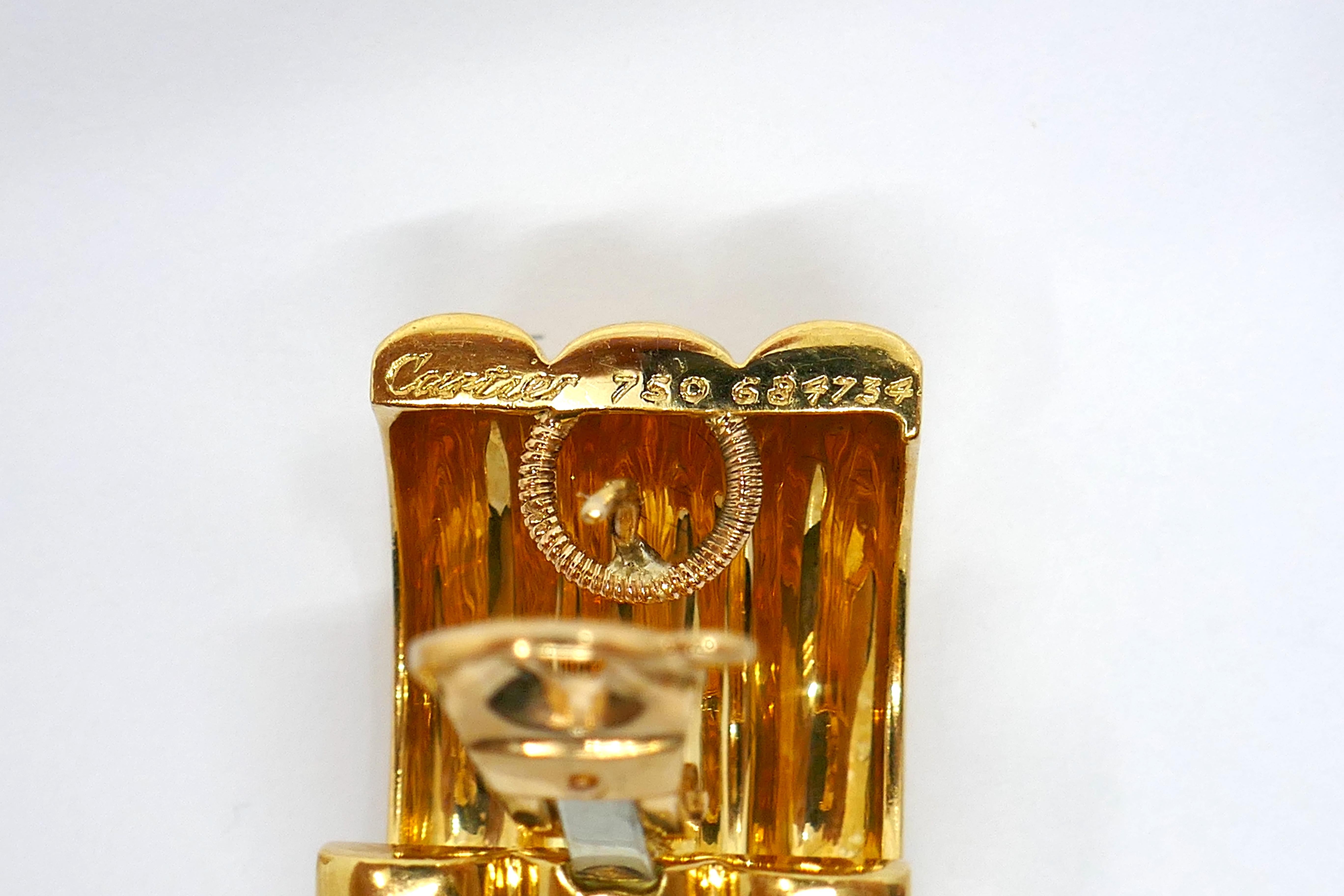 Vintage Cariter 18k Gold Dreifach-Reifen-Ohrringe  im Zustand „Gut“ im Angebot in Beverly Hills, CA