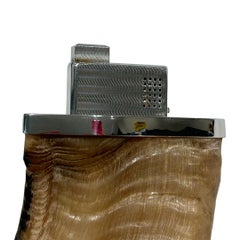 Vintage Carl Aubock Large Ram’s Horn Table Lighter with Chrome Accents ~ Vienna