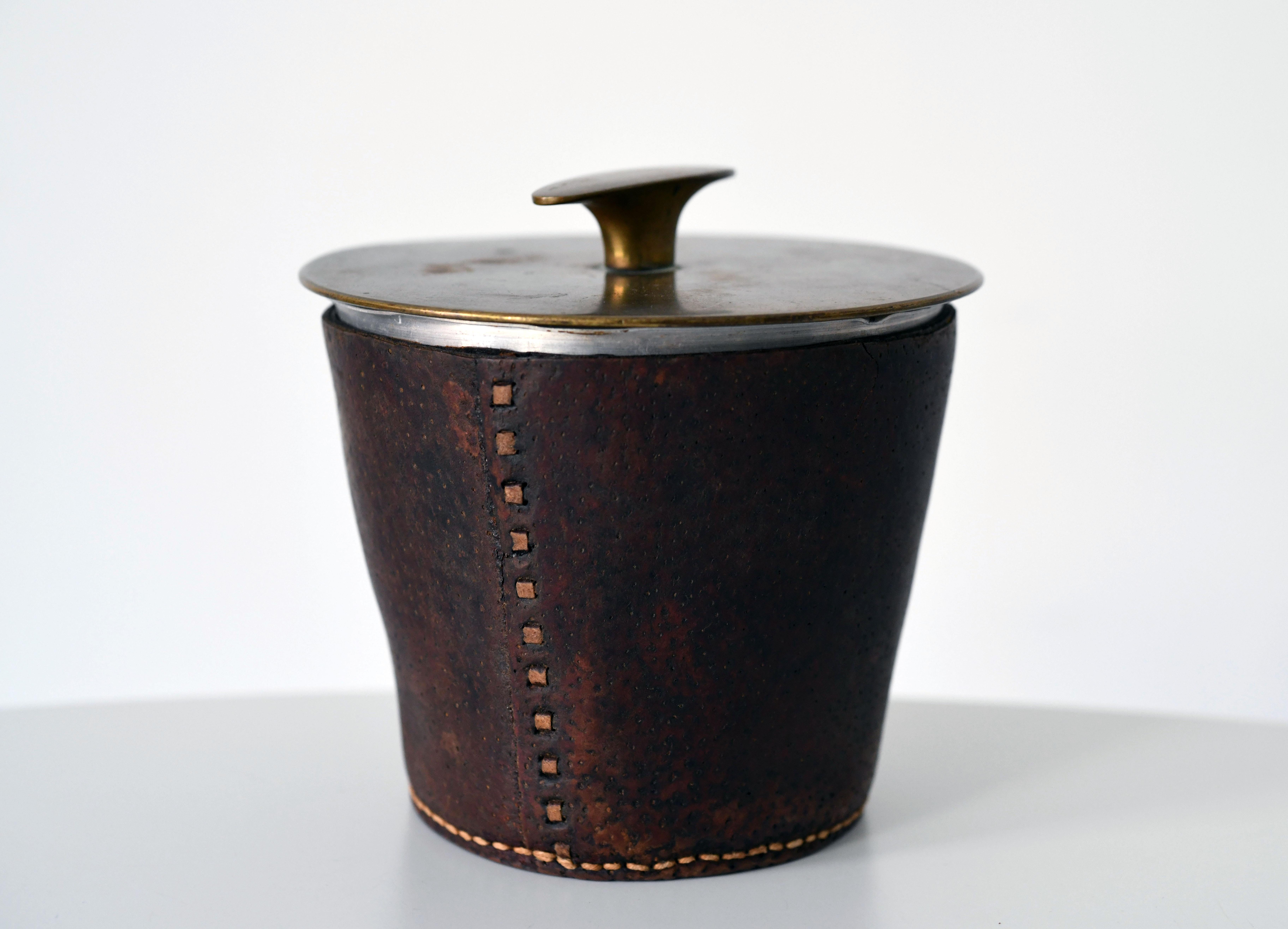 Mid-Century Modern Vintage Carl Auböck Leather Tobacco Jar