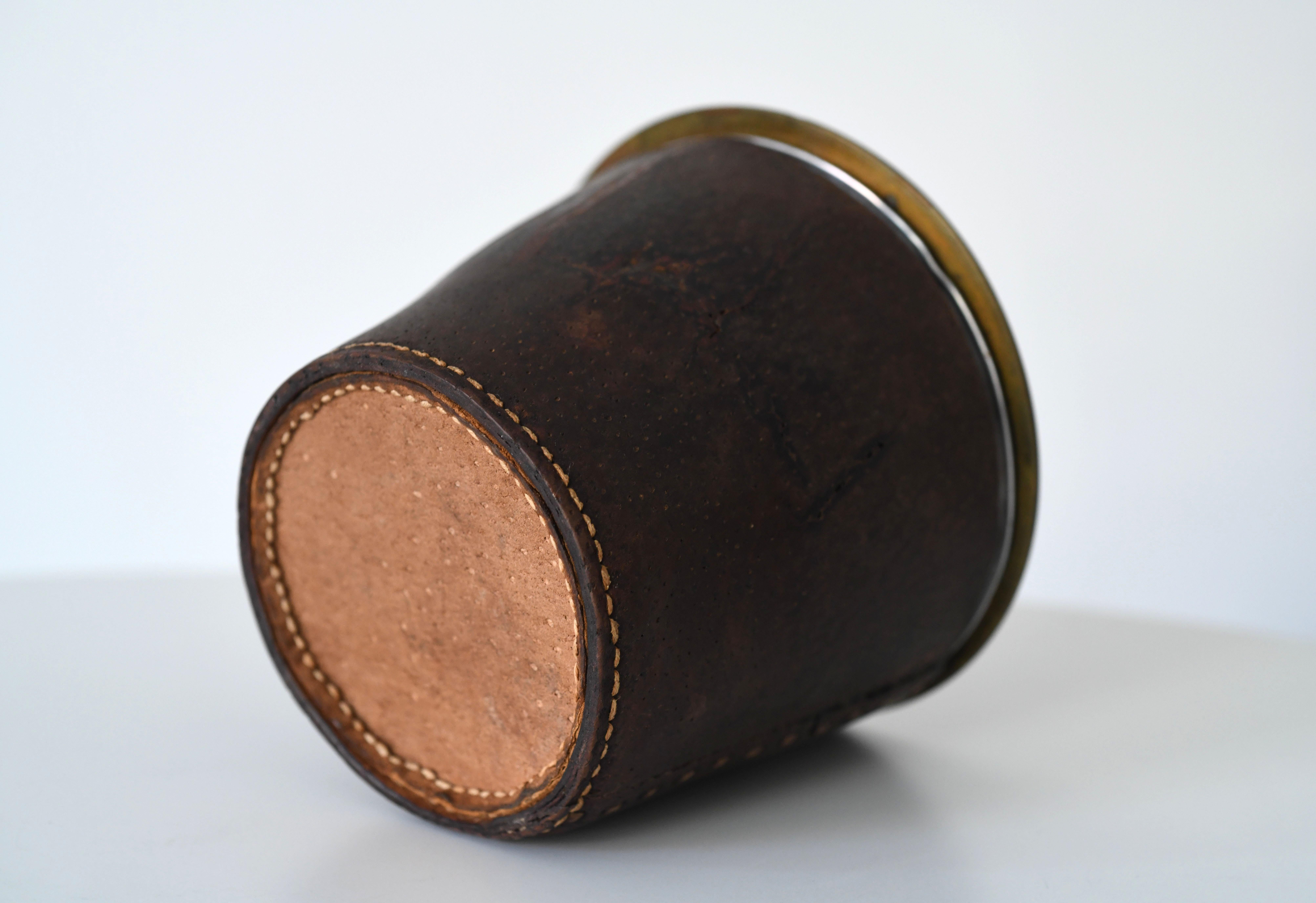 Mid-20th Century Vintage Carl Auböck Leather Tobacco Jar