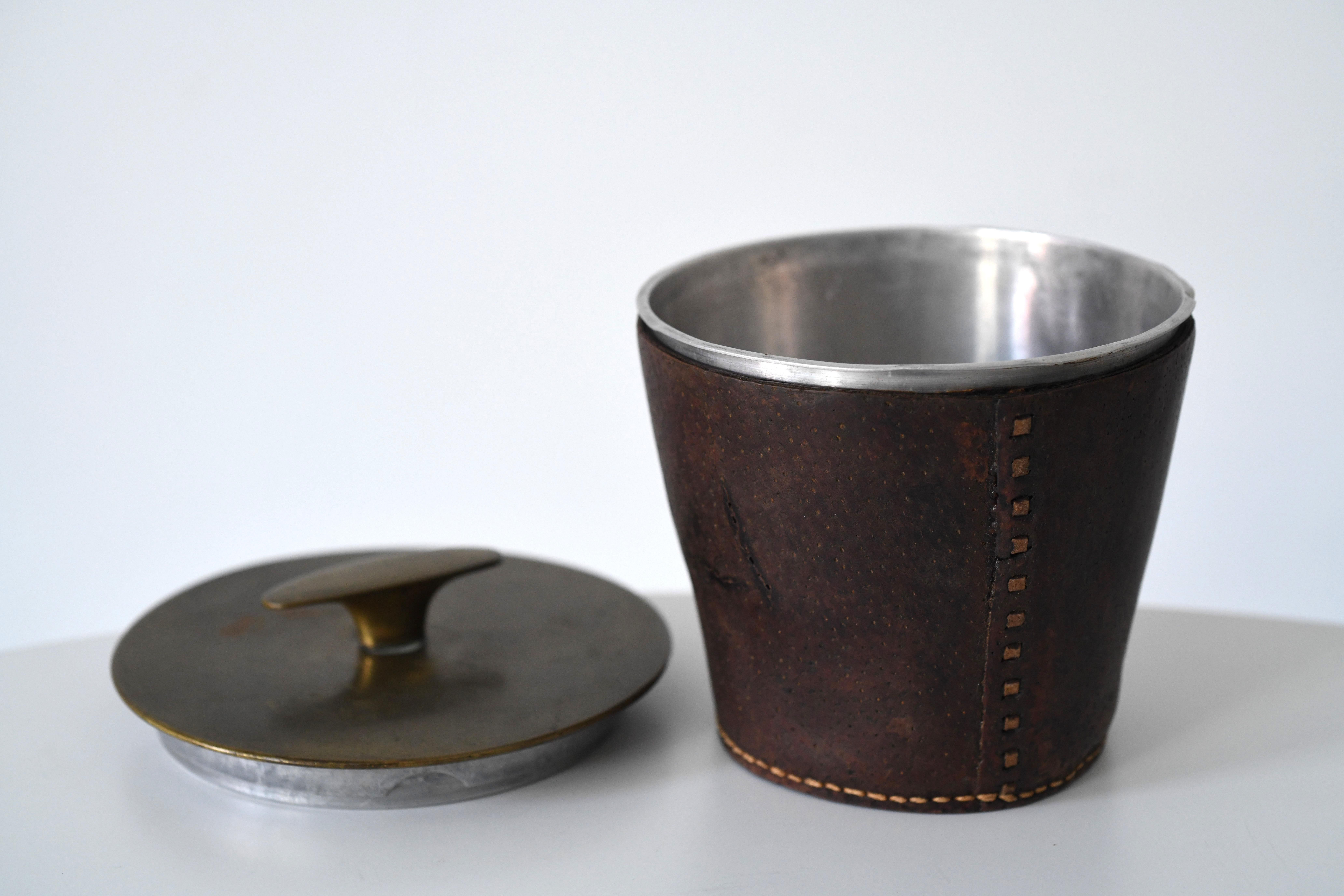 Vintage Carl Auböck Leather Tobacco Jar 1