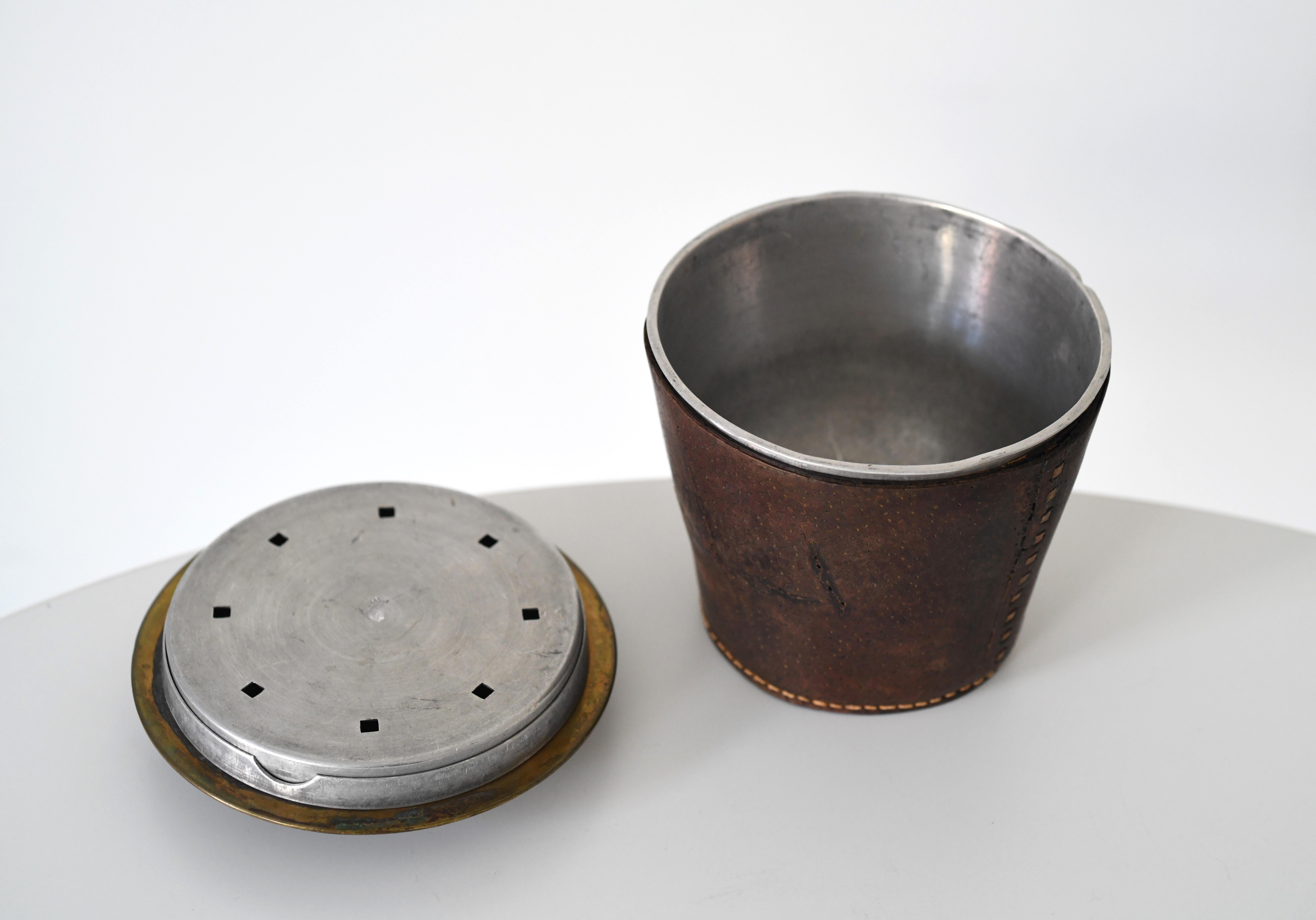 Vintage Carl Auböck Leather Tobacco Jar 2