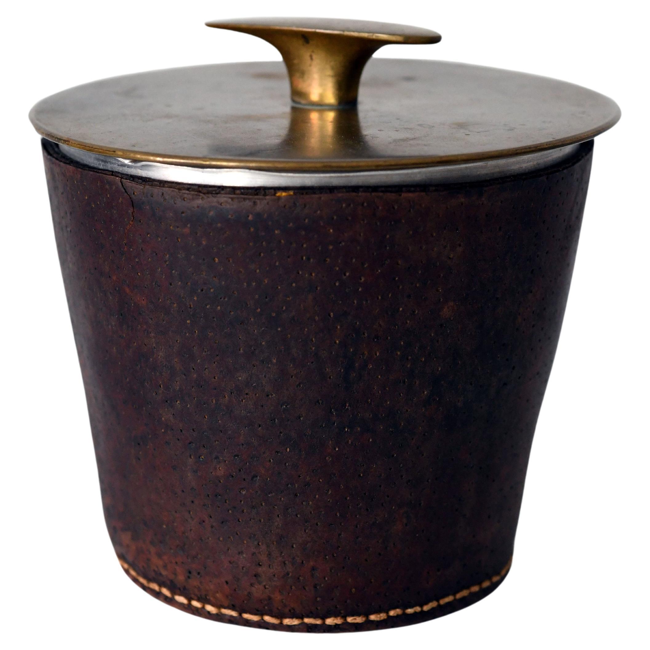 Vintage Carl Auböck Leather Tobacco Jar