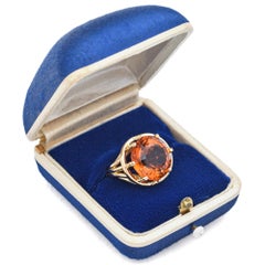 Vintage Carl Bucherer 8.17 Ct Citrine Yellow Gold Ring Size 5.5 with Box