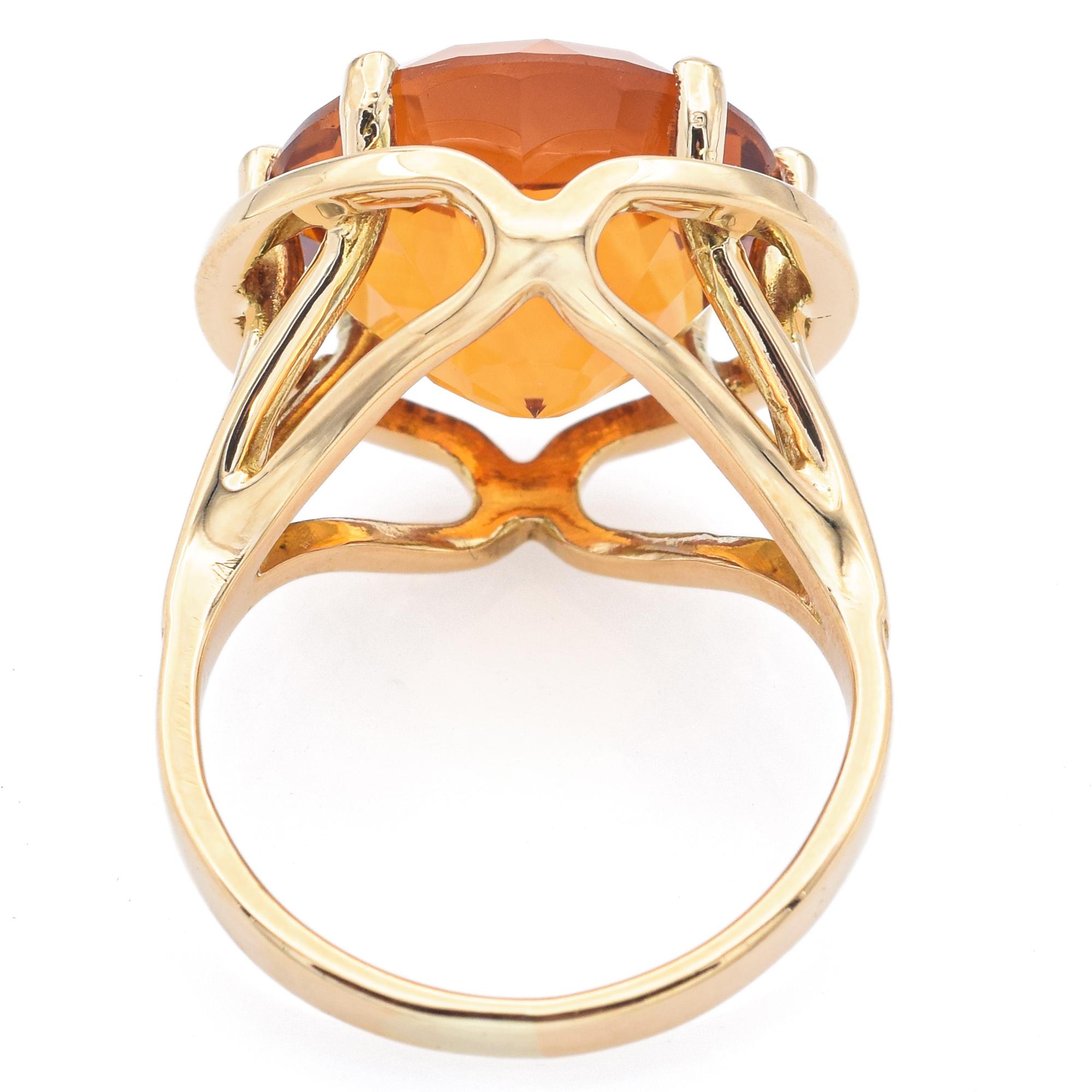 Women's Vintage Carl Bucherer 8.17 Ct Citrine Yellow Gold Ring Size 5.5 with Box