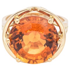 Vintage Carl Bucherer 8.17 Ct Citrine Yellow Gold Ring Size 5.5 with Box