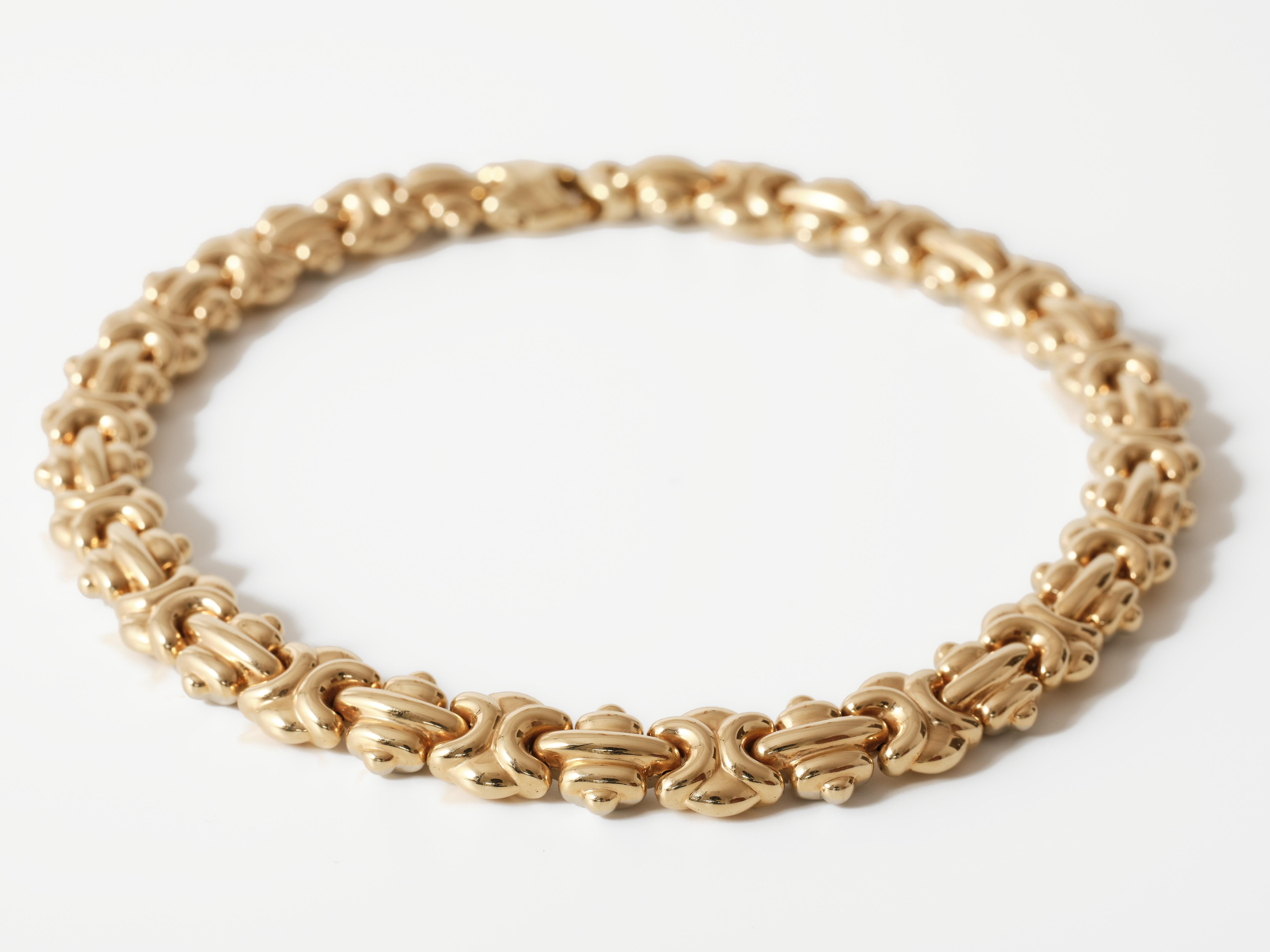 Women's or Men's Vintage Carl Bucherer link necklace in two color 18 karat gold For Sale