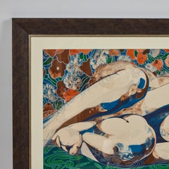 Litografia firmata di Carl E. Schwartz d'epoca raffigurante un nudo reclinato, "Heirloom I".