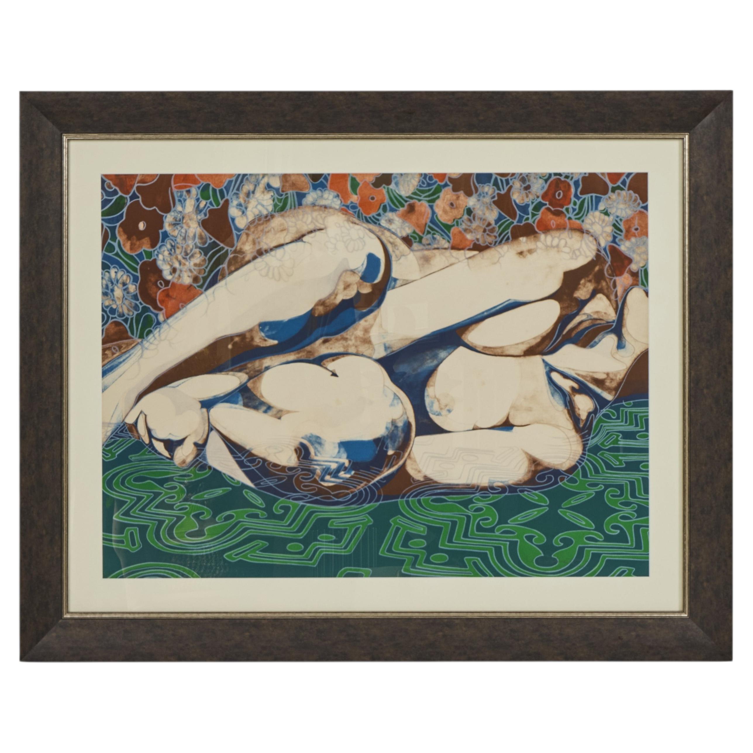 Vintage Carl E. Schwartz Signed Lithograph of Reclining Nude, "Heirloom I"