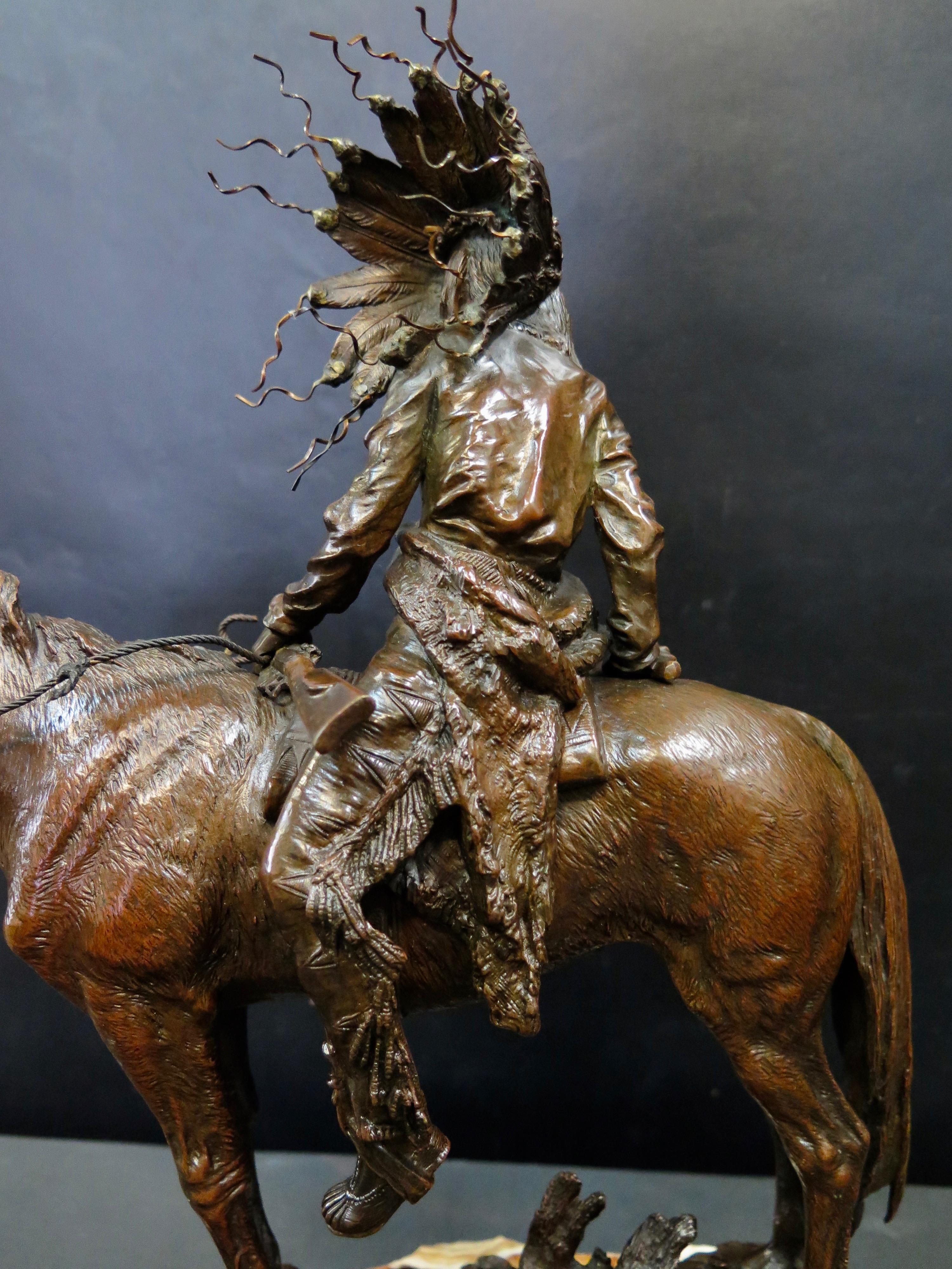 Native American Vintage Carl Kauba Bronze, Indian Chief on Horseback