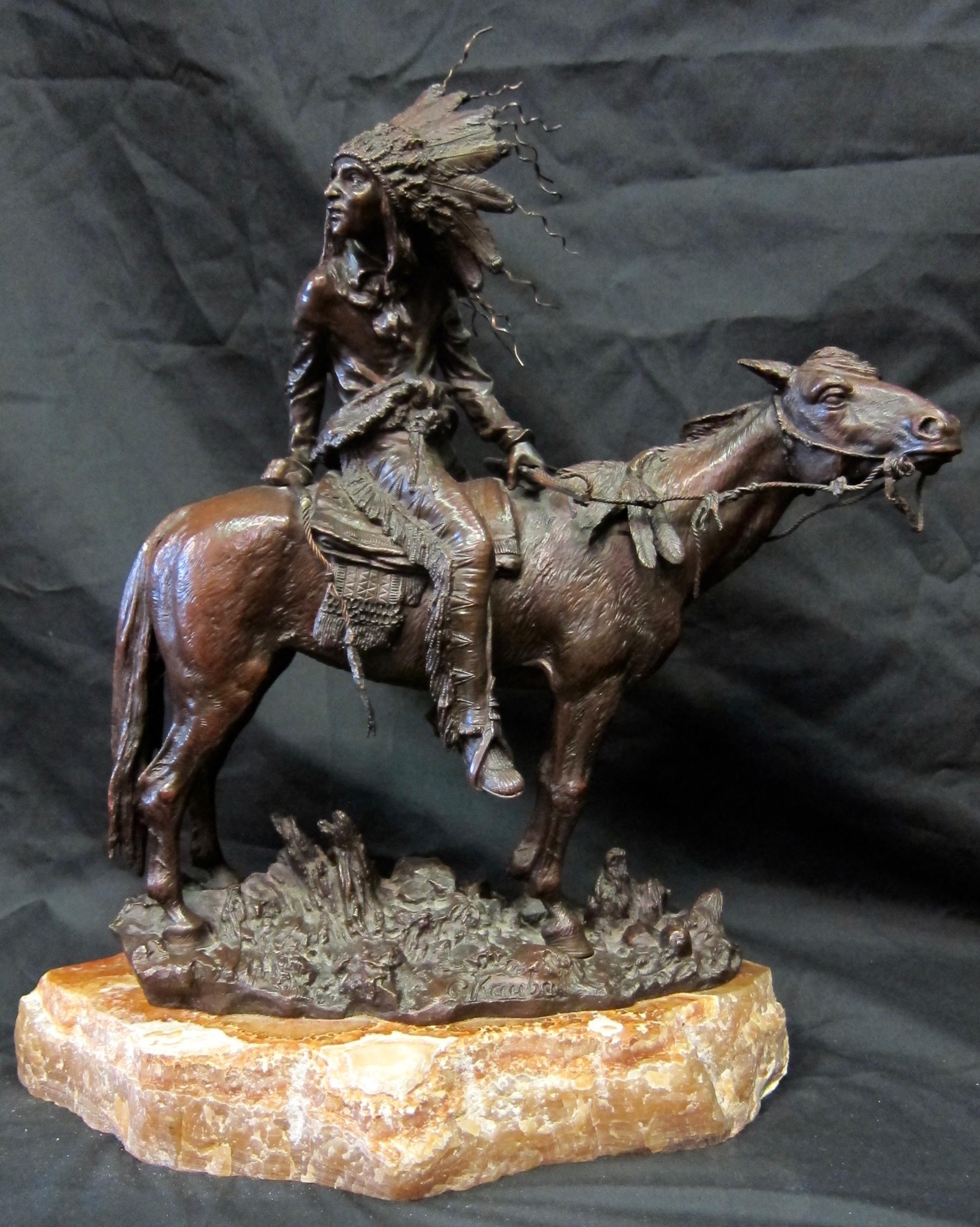 Austrian Vintage Carl Kauba Bronze, Indian Chief on Horseback