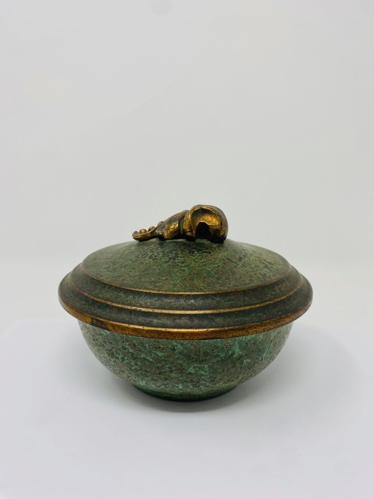 Mid-Century Modern Vintage Carl Sorensen Bronze Bowl With Sculptural Lid For Sale