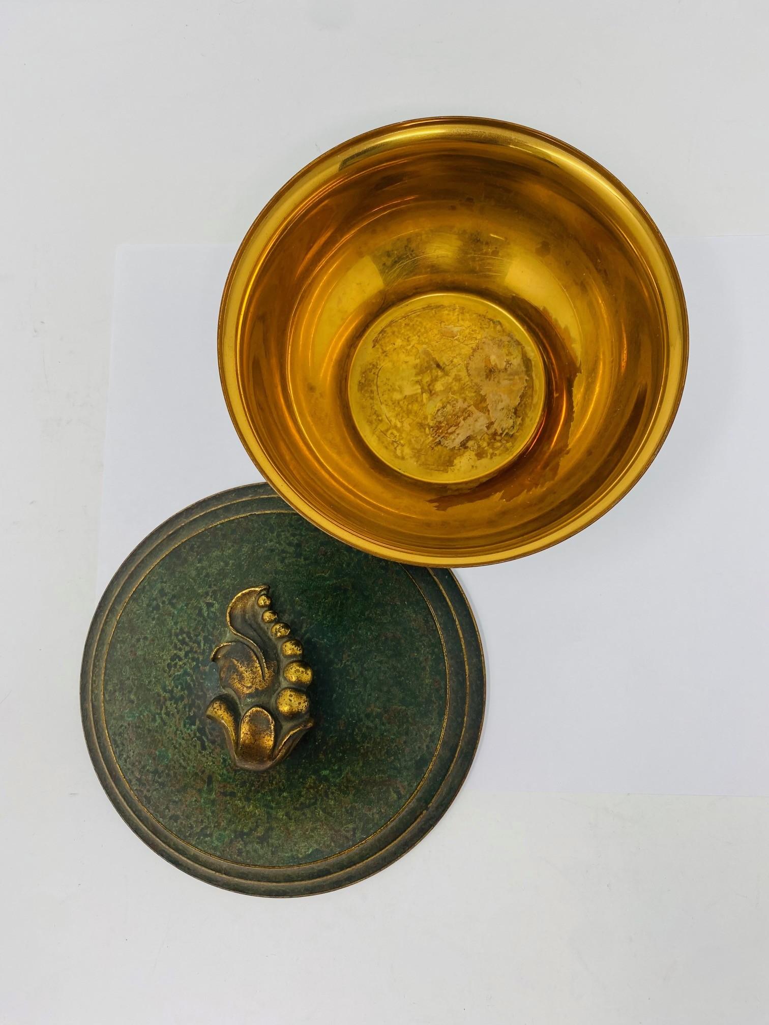 Mid-20th Century Vintage Carl Sorensen Bronze Bowl With Sculptural Lid For Sale