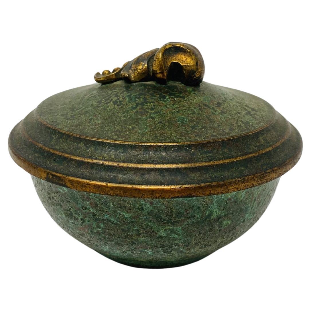 Vintage Carl Sorensen Bronze Bowl With Sculptural Lid (bol en bronze avec couvercle sculptural)
