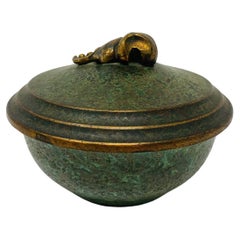 Vintage Carl Sorensen Bronze Bowl With Sculptural Lid (bol en bronze avec couvercle sculptural)