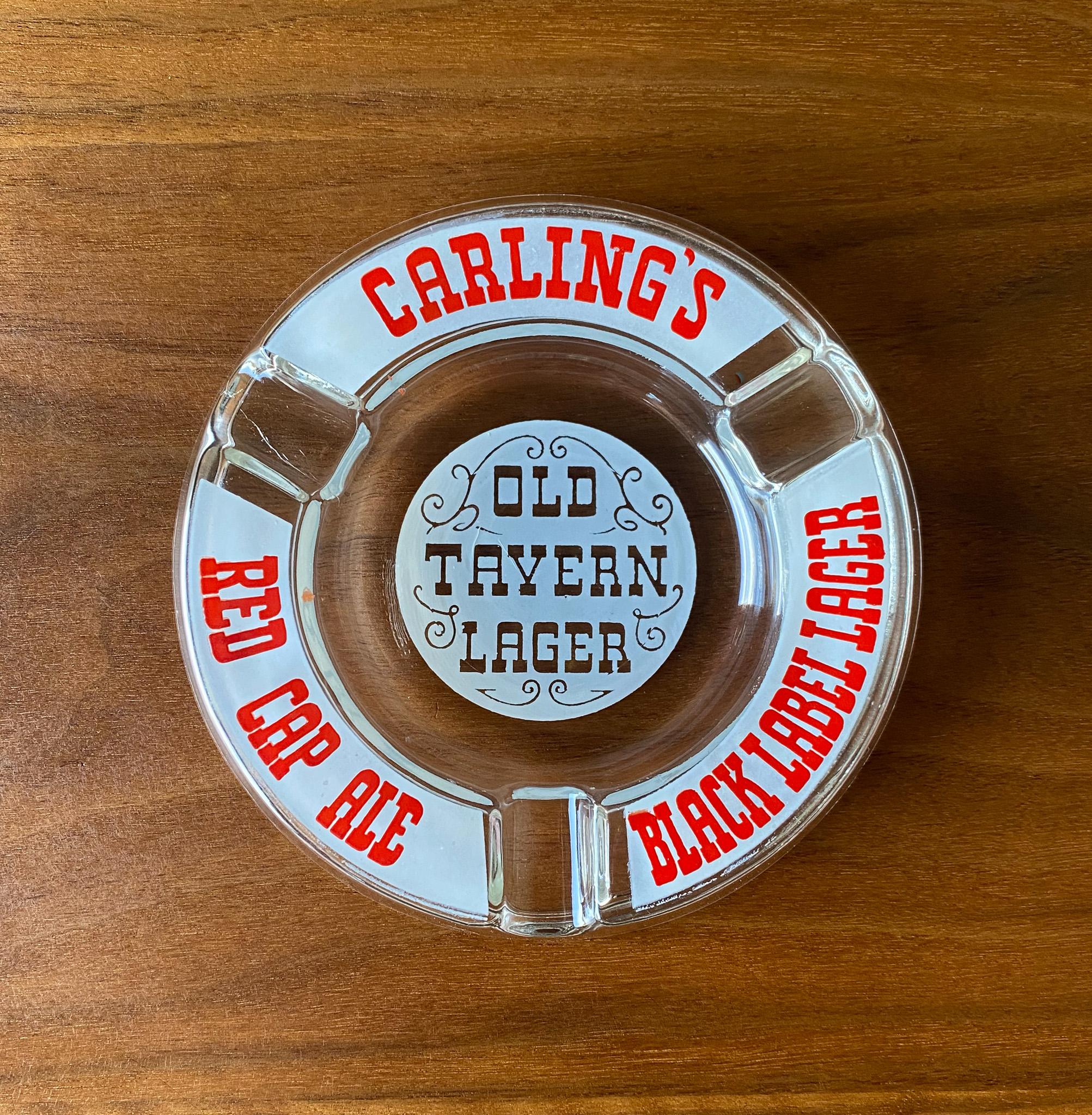 Mid-Century Modern Vintage Carling's Old Tavern Lager Glass Ashtray, USA, 1960's  For Sale