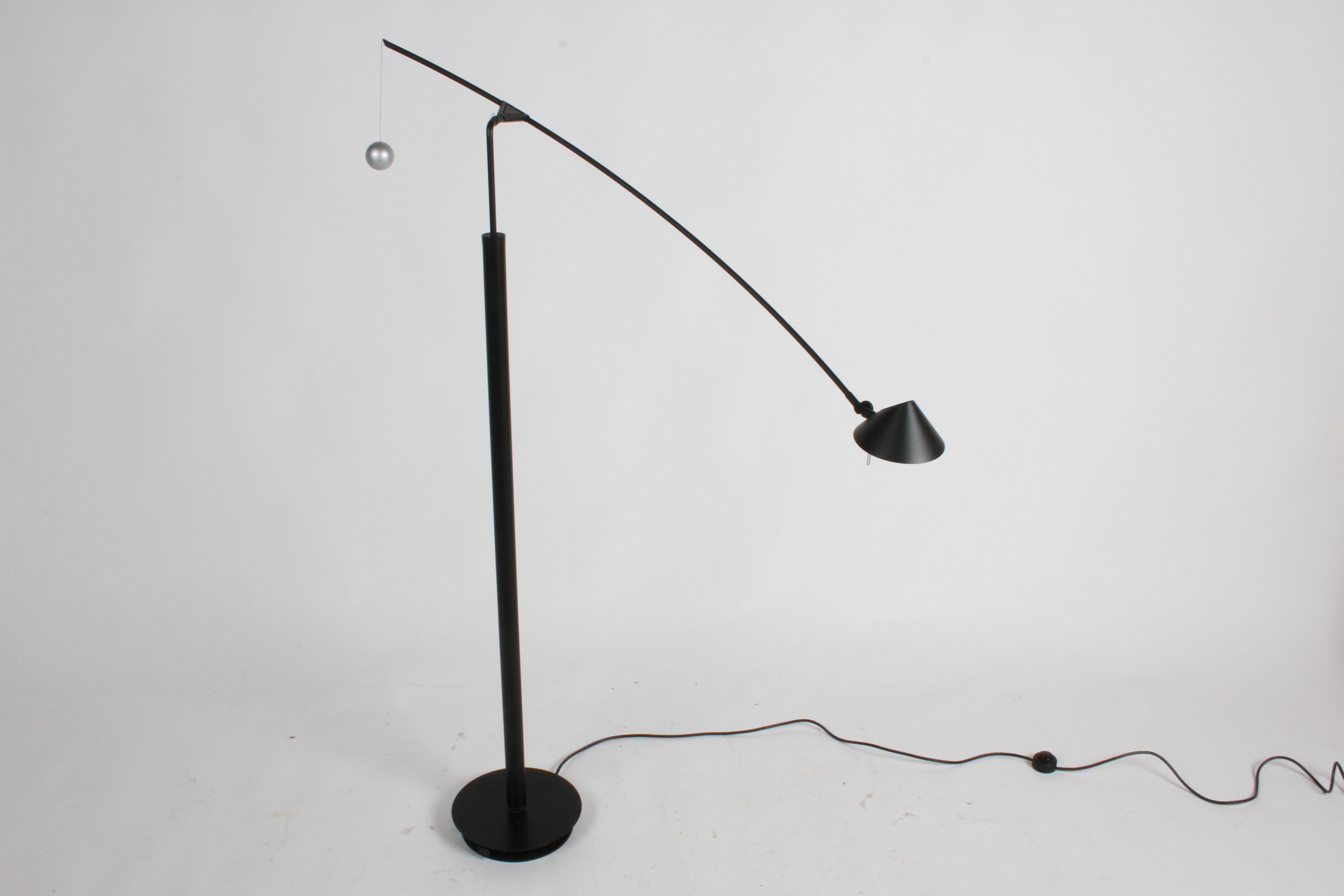 Metal Vintage Carlo Forcolini Post-Modern Black Floor Lamp for Artemide Italy, 1980s For Sale