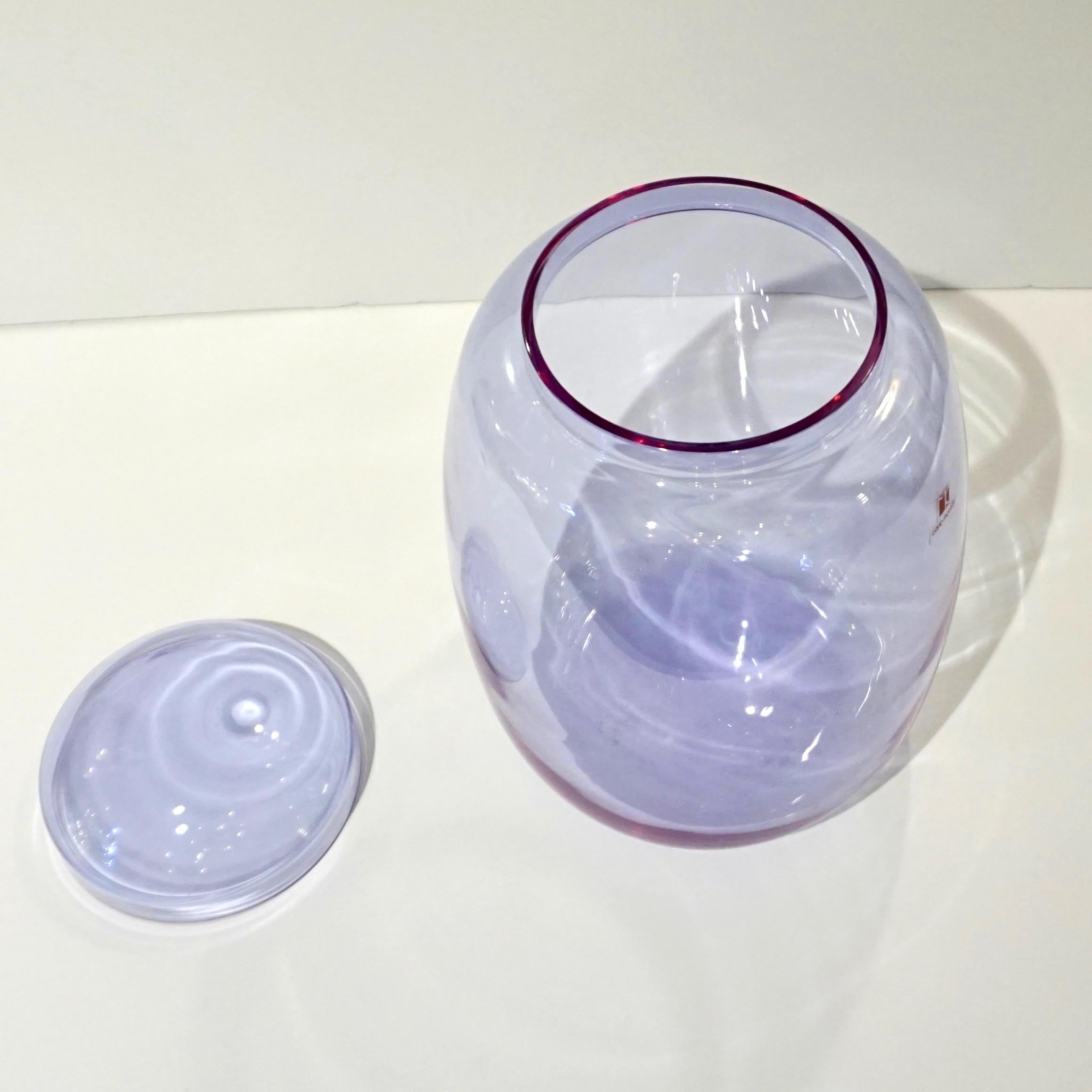 Modern Vintage Carlo Moretti 1980s Alexandrite Purple Blue Murano Crystal Glass Vase