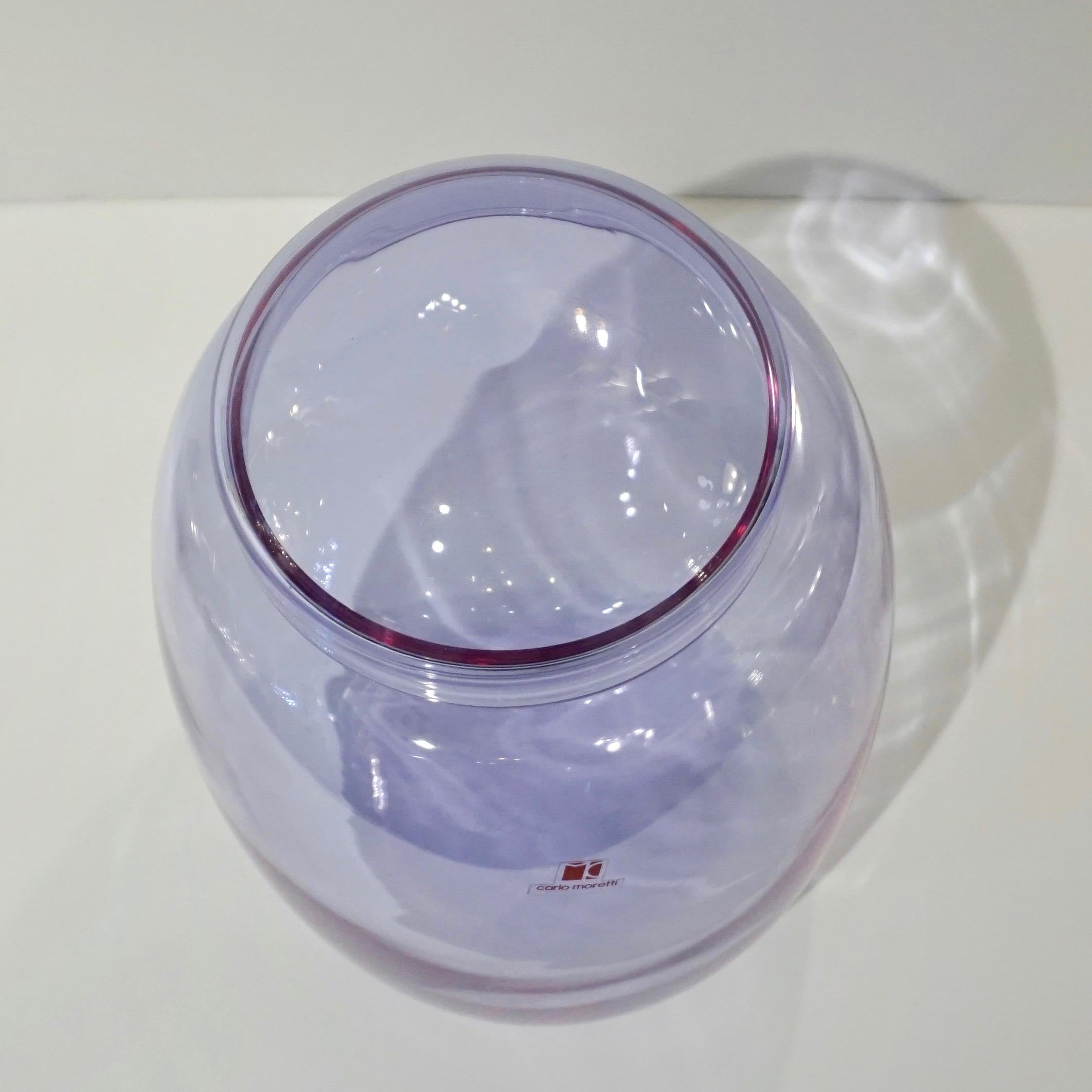 Murano Glass Vintage Carlo Moretti 1980s Alexandrite Purple Blue Murano Crystal Glass Vase