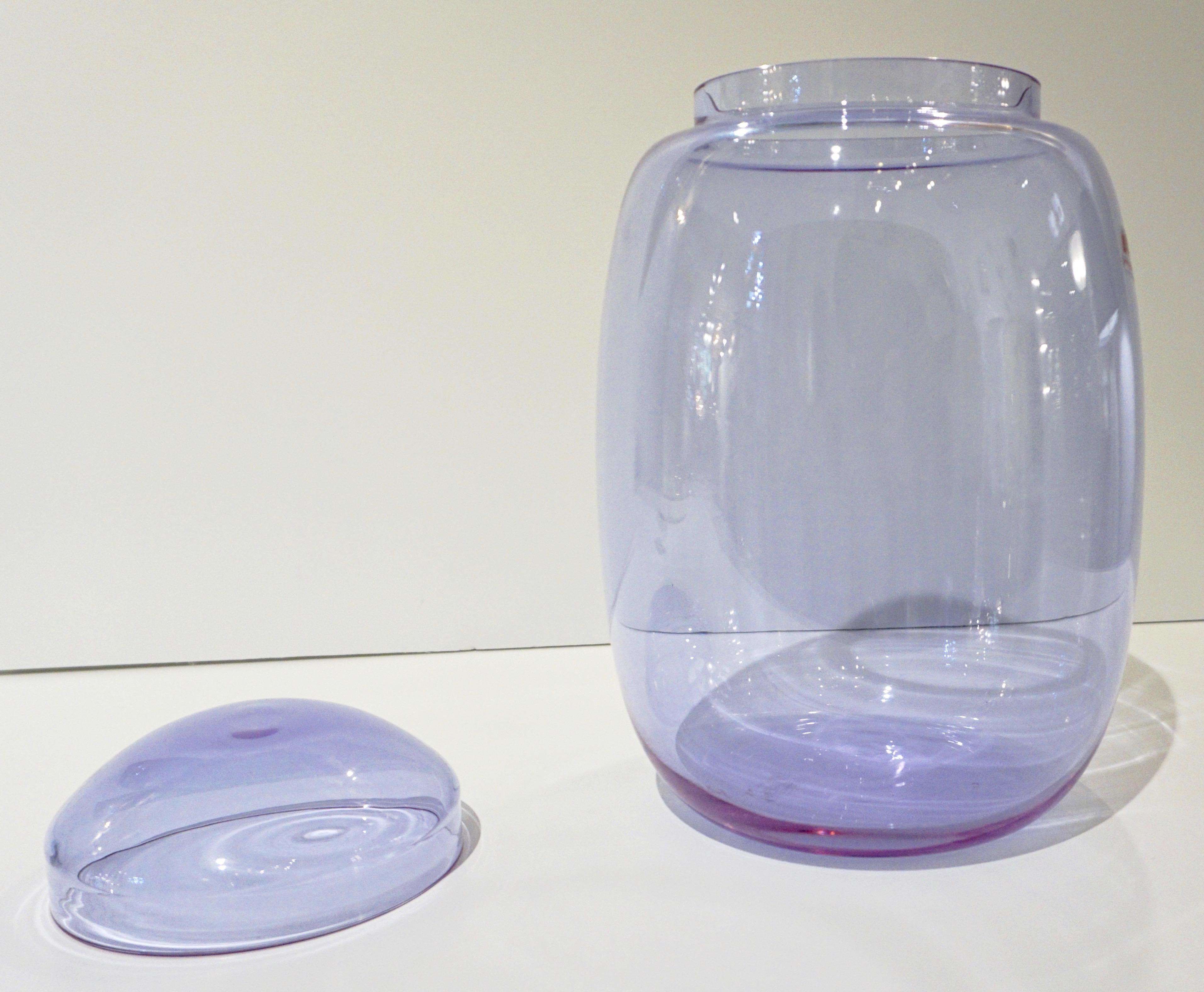 Vintage Carlo Moretti 1980s Alexandrite Purple Blue Murano Crystal Glass Vase 1