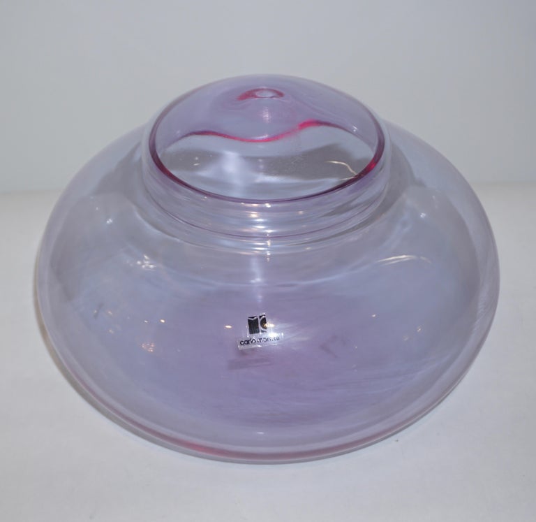 Organic Modern Vintage C. Moretti 1980s Alexandrite Amethyst Murano Crystal Glass Bowl & Cover For Sale