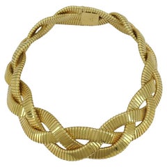 Vintage Carlo Weingrill 18k Gold Braided Tubogas Necklace