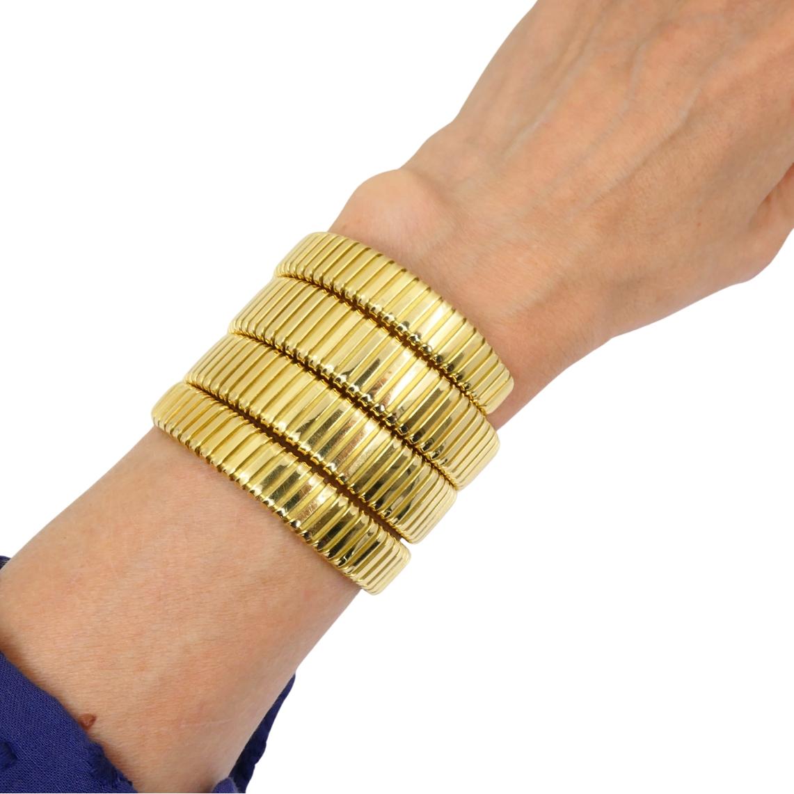 Vintage Carlo Weingrill - Bracciale a quattro file di tubogas in oro 18 ct. in vendita 7
