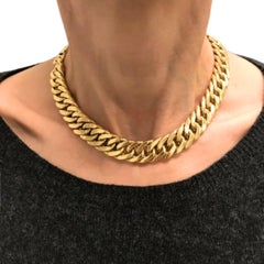 Vintage Carlo Weingrill Necklace 18k Gold Flat Link Necklace