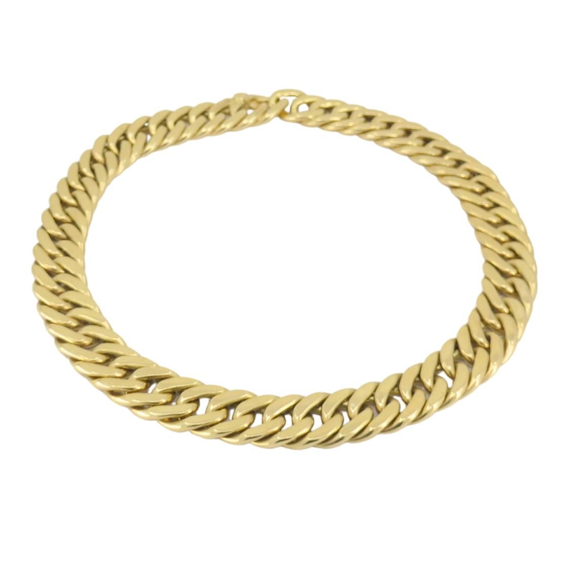 Vintage Carlo Weingrill Necklace 18k Gold Flat Link Necklace Excellent état - En vente à Beverly Hills, CA