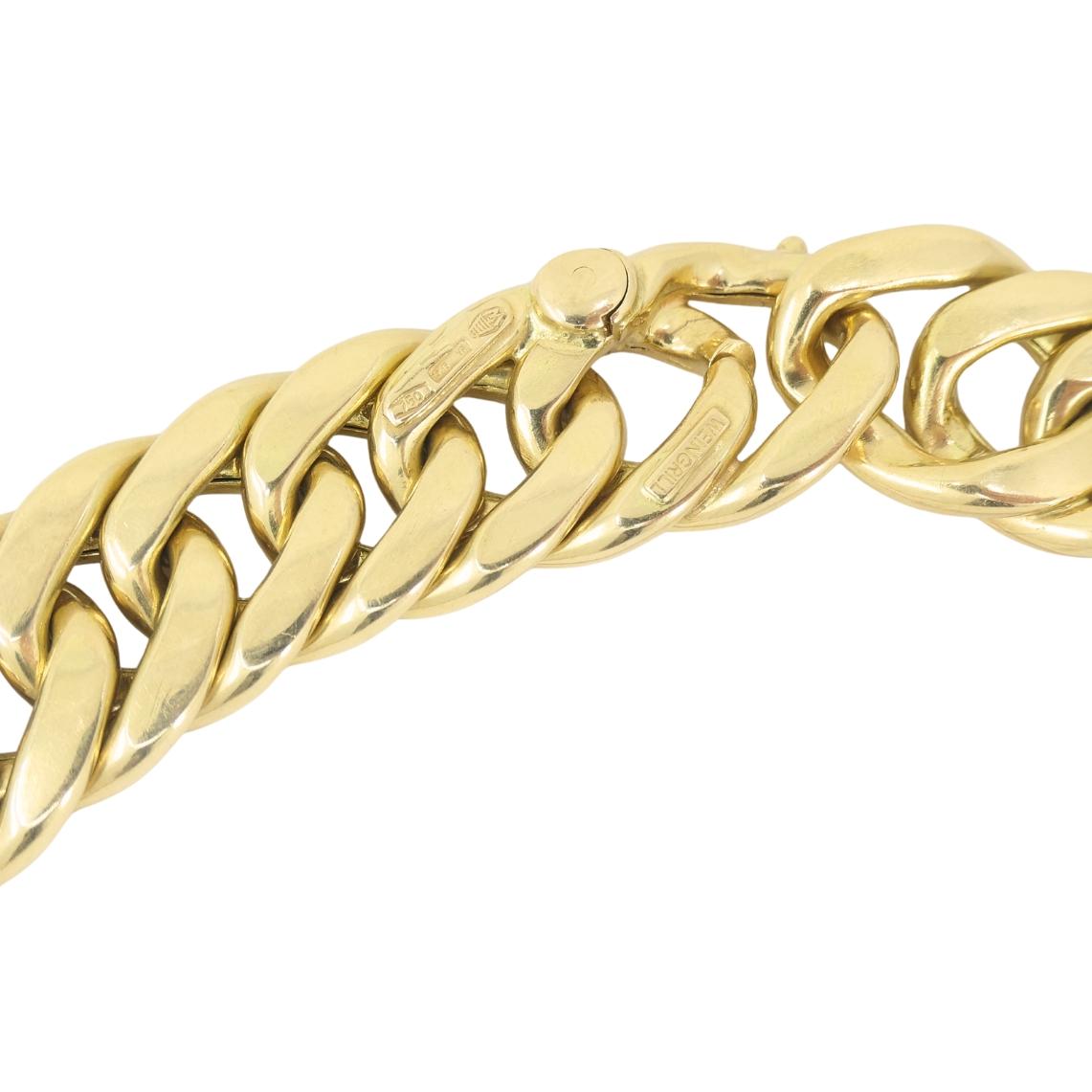 Vintage Carlo Weingrill Necklace 18k Gold Flat Link Necklace Unisexe en vente