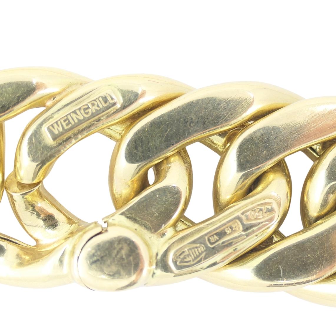 Vintage Carlo Weingrill Necklace 18k Gold Flat Link Necklace en vente 1