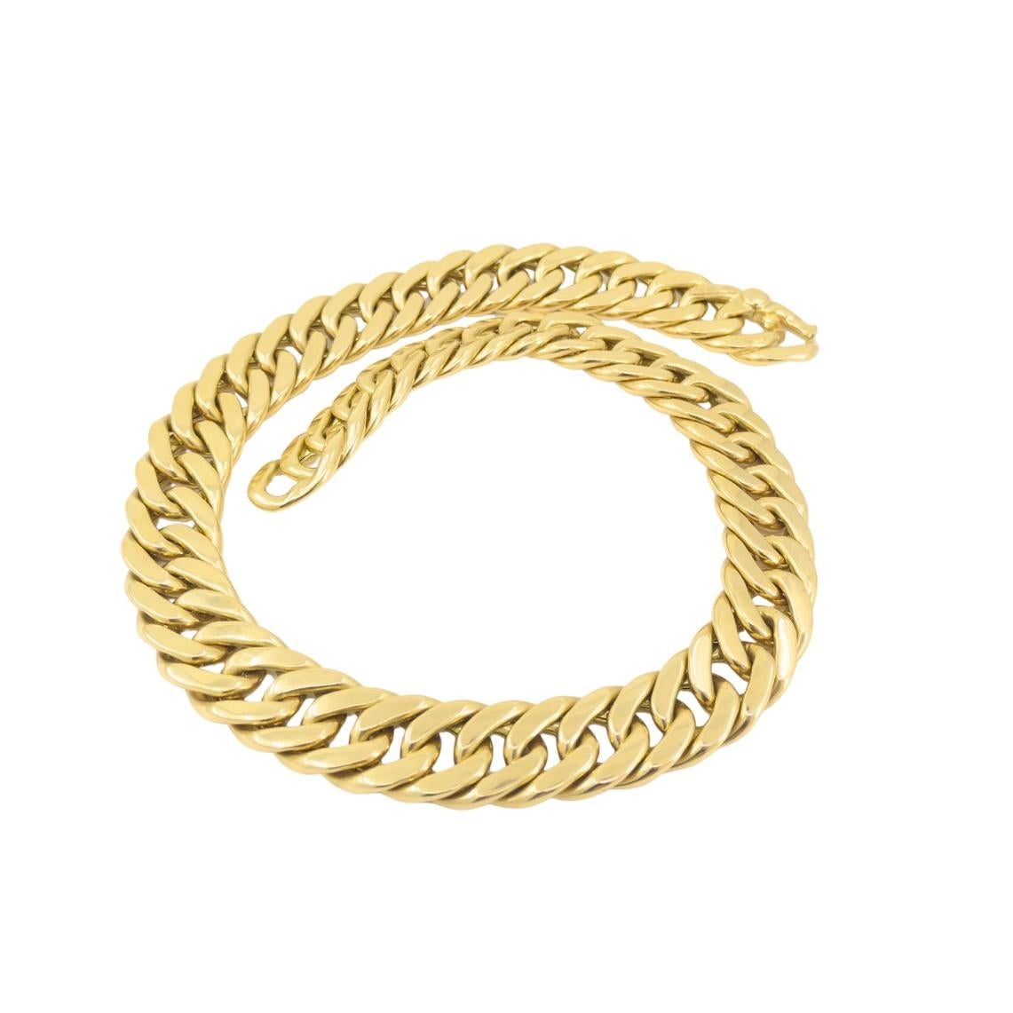 Vintage Carlo Weingrill Necklace 18k Gold Flat Link Necklace en vente 3