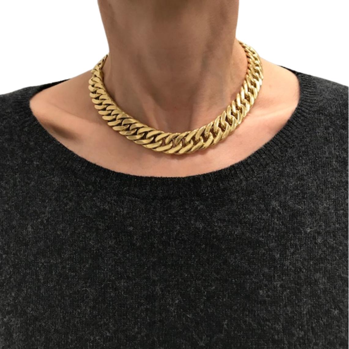 Vintage Carlo Weingrill Necklace 18k Gold Flat Link Necklace en vente 5