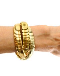 Vintage Carlo Weingrill Tubogas Bracelets 18k Tri Color Gold