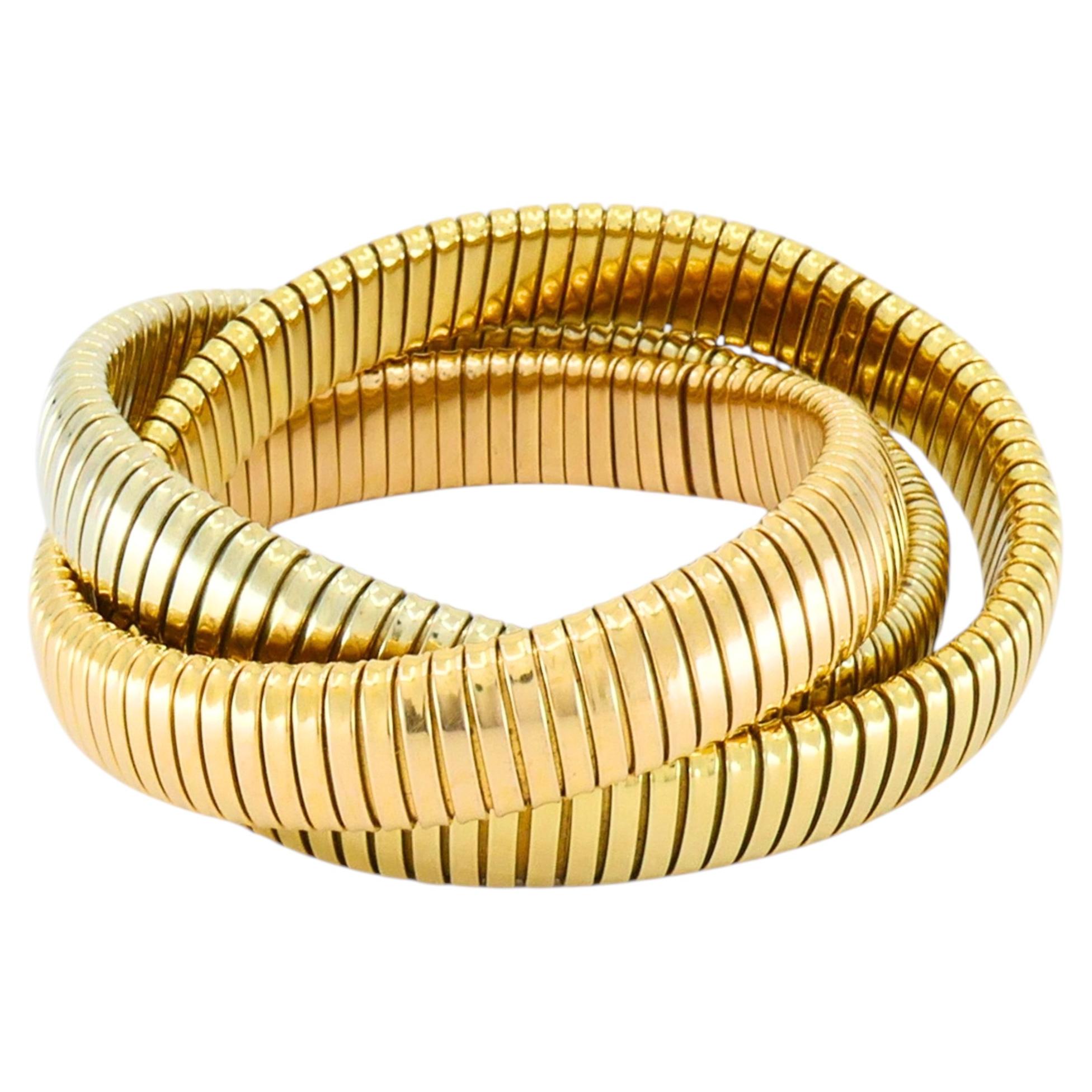 Vintage-Armbänder von Carlo Weingrill aus Tubogas, 18-karätiges Dreifarbgold