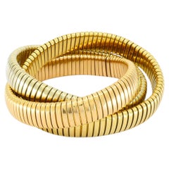 Vintage Carlo Weingrill Tubogas Bracelets 18k Tri Color Gold
