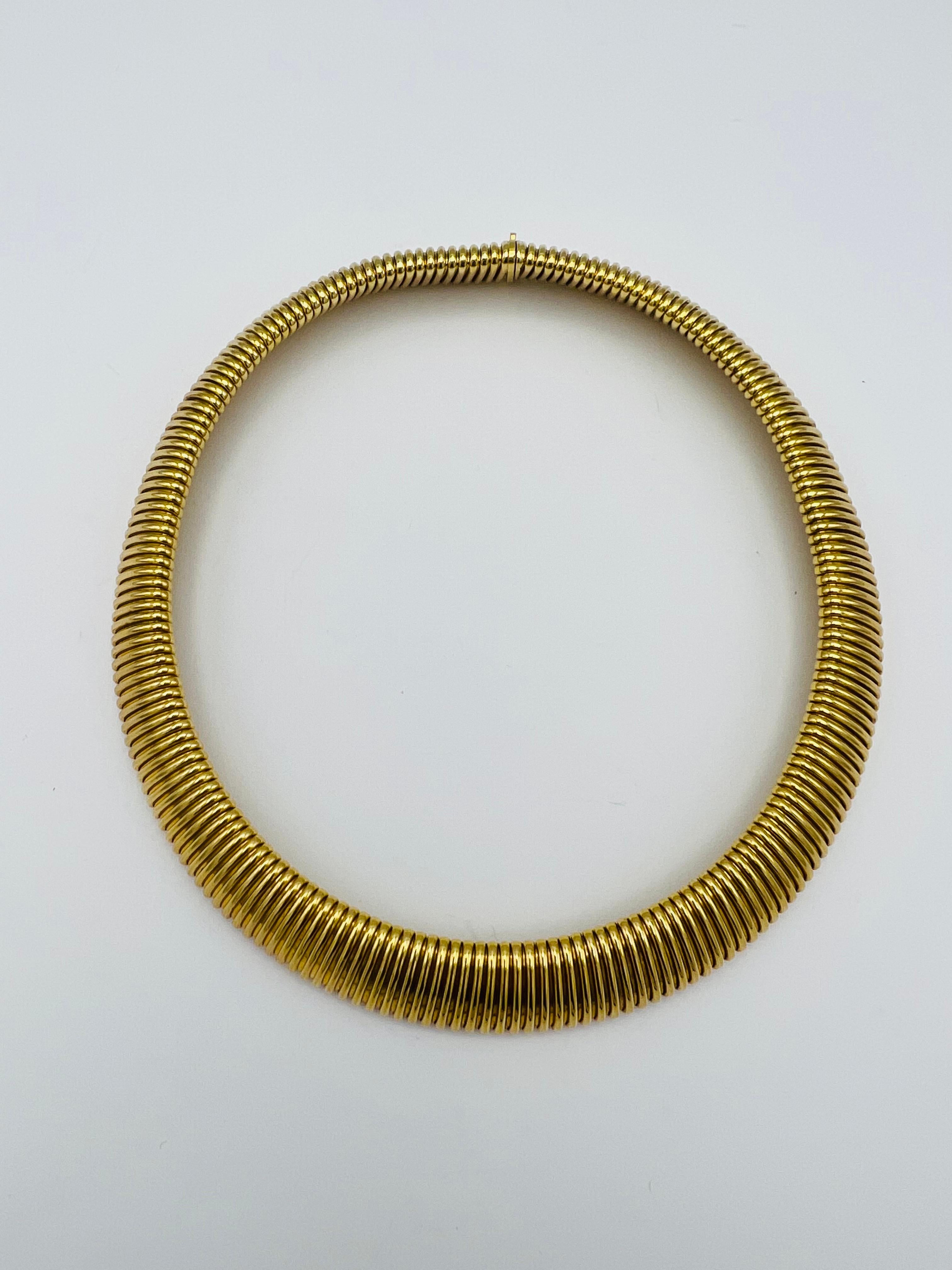 Vintage Carlo Weingrill Yellow Gold Tubogas Necklace  1