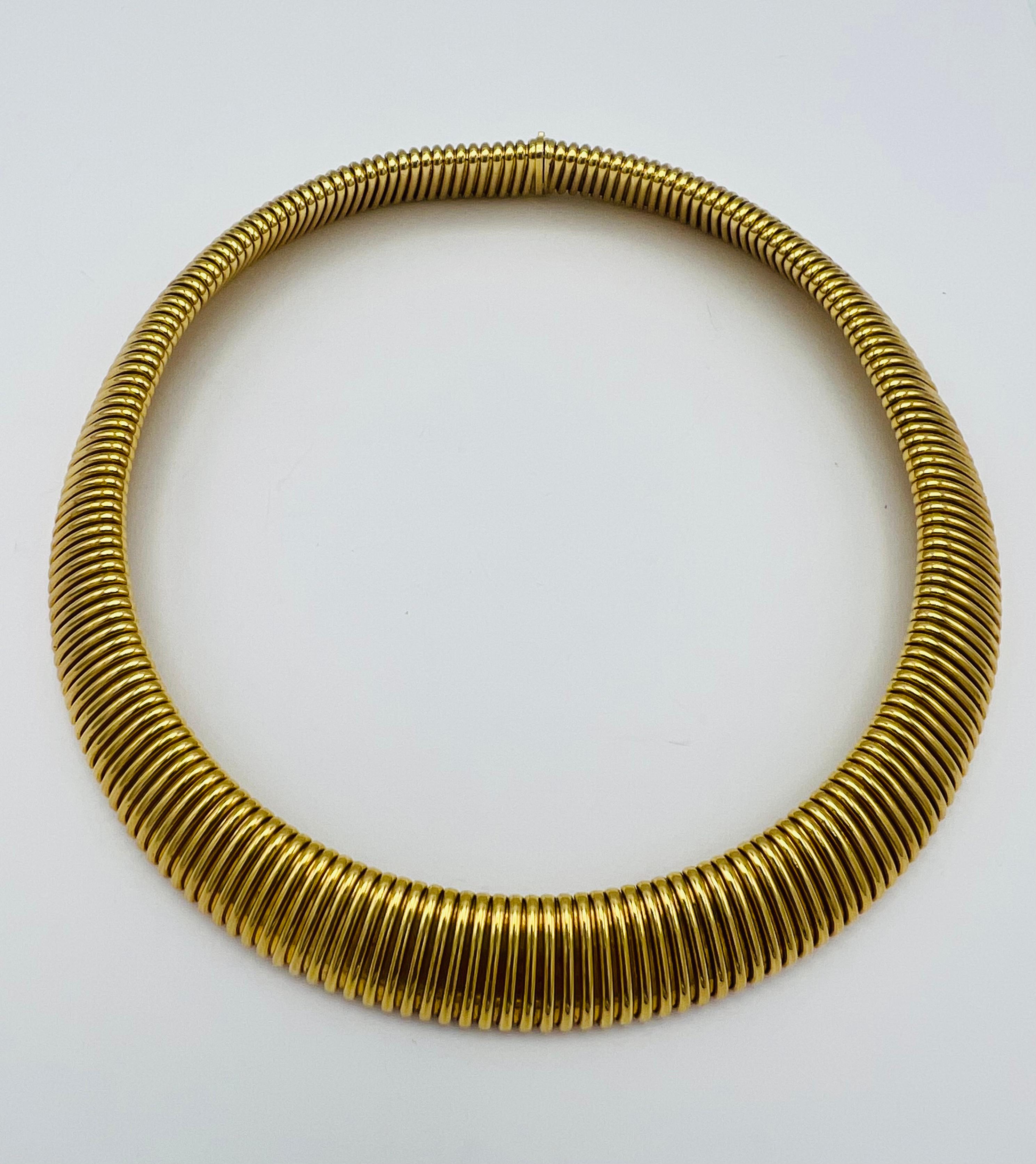 Vintage Carlo Weingrill Yellow Gold Tubogas Necklace  2